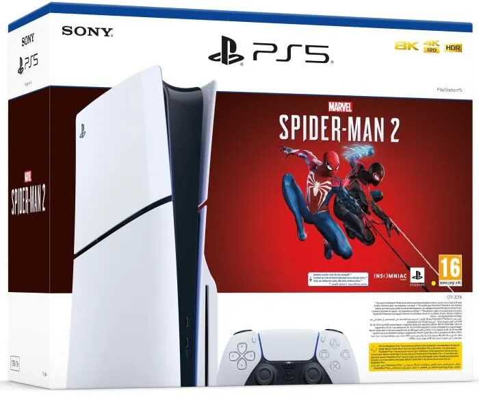 Sony PlayStation 5 Slim (PS5 Slim) Marvel's Spider-Man 2 + 2 Manettes
